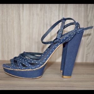 Stradivarius Sandals Size 7 Blue High Heels